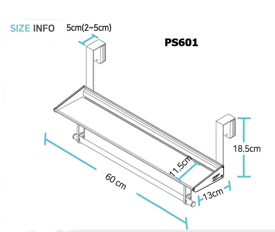 Kệ để đồ vắt khăn thông minh trên vách ngăn Wellex PS601