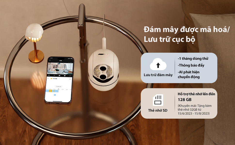 Camera Wifi IPC360 Minion trong nhà dáng nhỏ gọn, xoay 360 độ, thu phóng 10 lần (Hàng chính hãng)