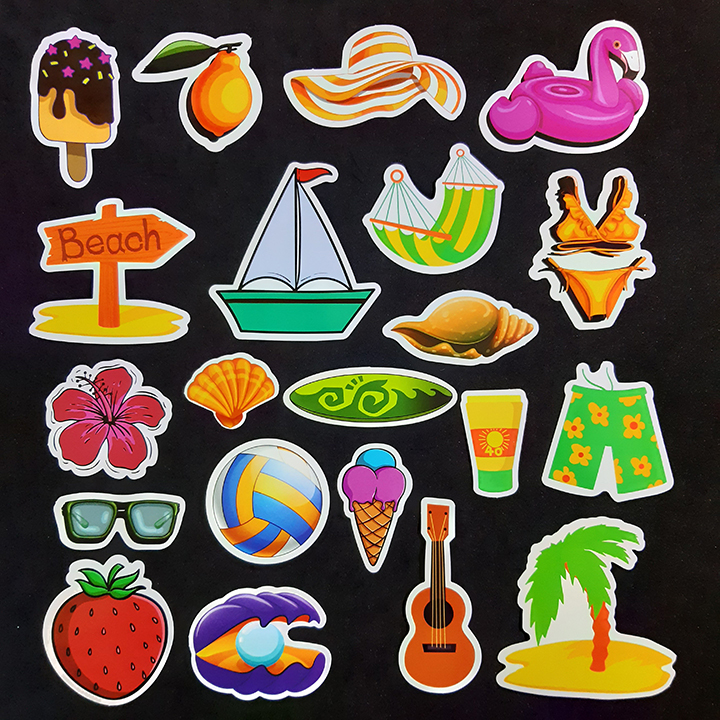 Bộ Sticker dán cao cấp chủ đề SUMMER - Dùng dán Xe, dán mũ bảo hiểm, dán Laptop