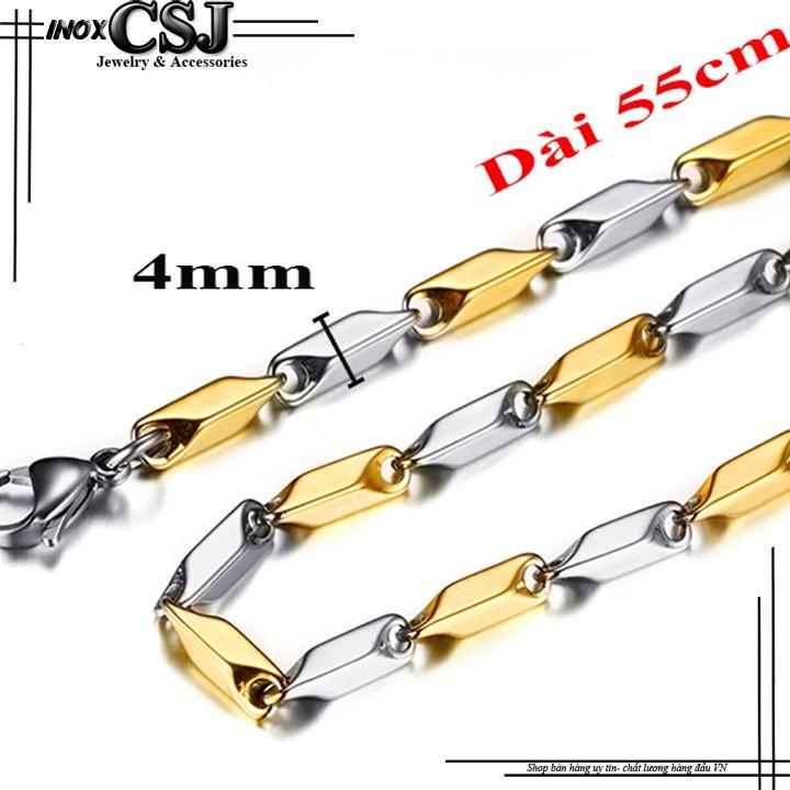 DÂY CHUYỀN NAM INOX HỎA TIỂN 4MM CÁCH ĐIỆU TRẮNG VÀNG đẹp, không đen