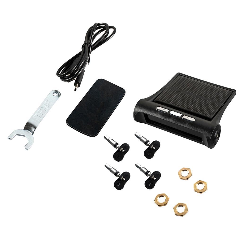 Solar Tyre Tire Pressure Monitoring System Gauge + 4 Internal Sensor