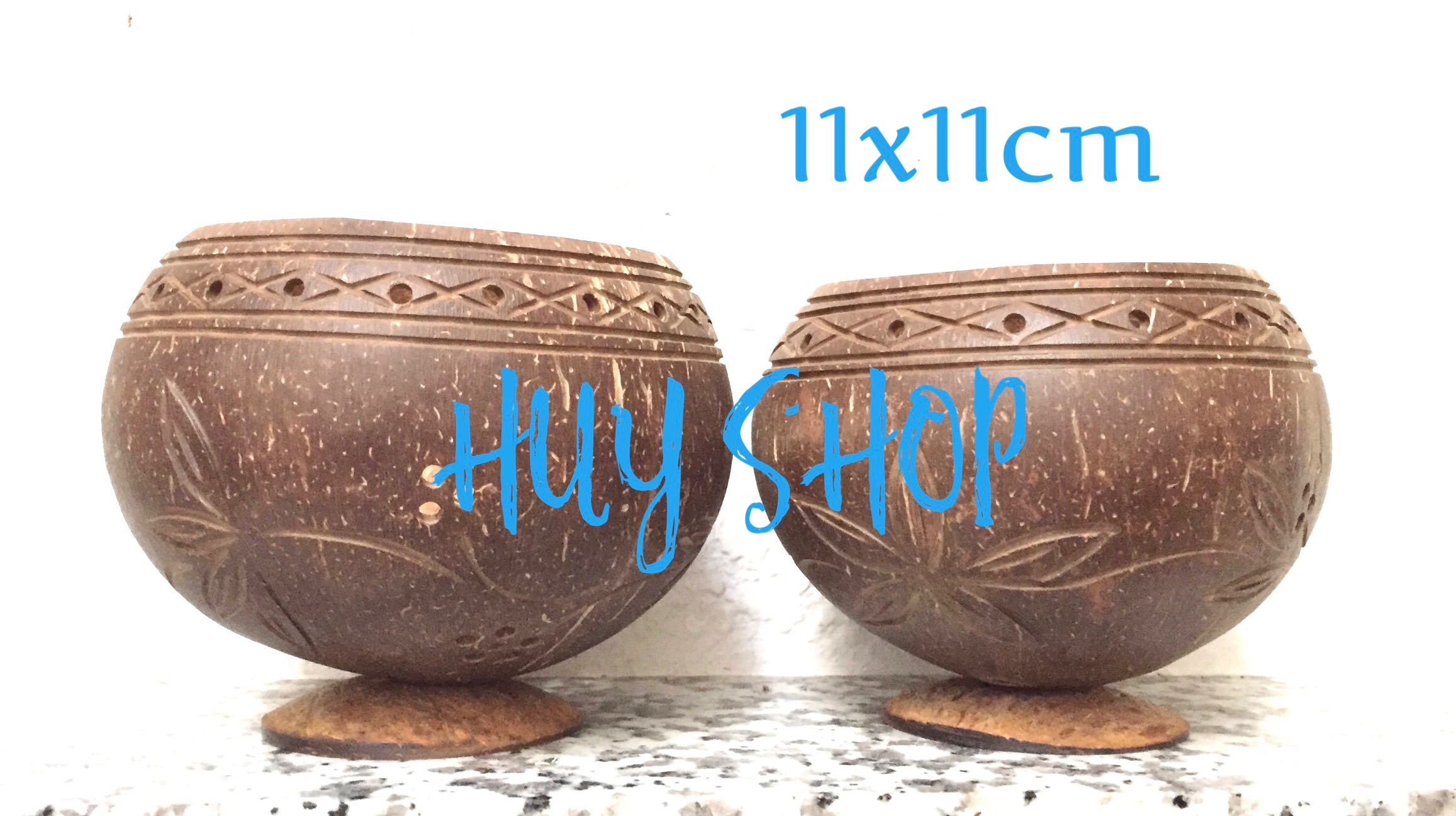 COMBO 2 CÁI CHẬU GÁO DỪA TRANG TRÍ HOA VĂN 11X11CM