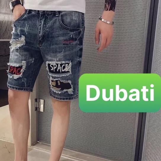 QUẦN SỌT SHORT LỬNG JEAN NAM CHẤT BÒ XANH THÊU KIỂU MỚI CAO CẤP- DB-190- DUBATI FASHION