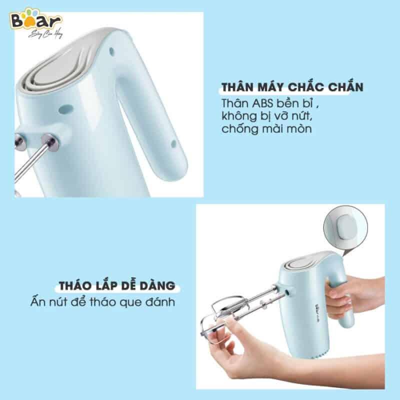 Máy Đánh Trứng, Đánh Kem Mini Cầm Tay Bear, 5 Tốc Độ