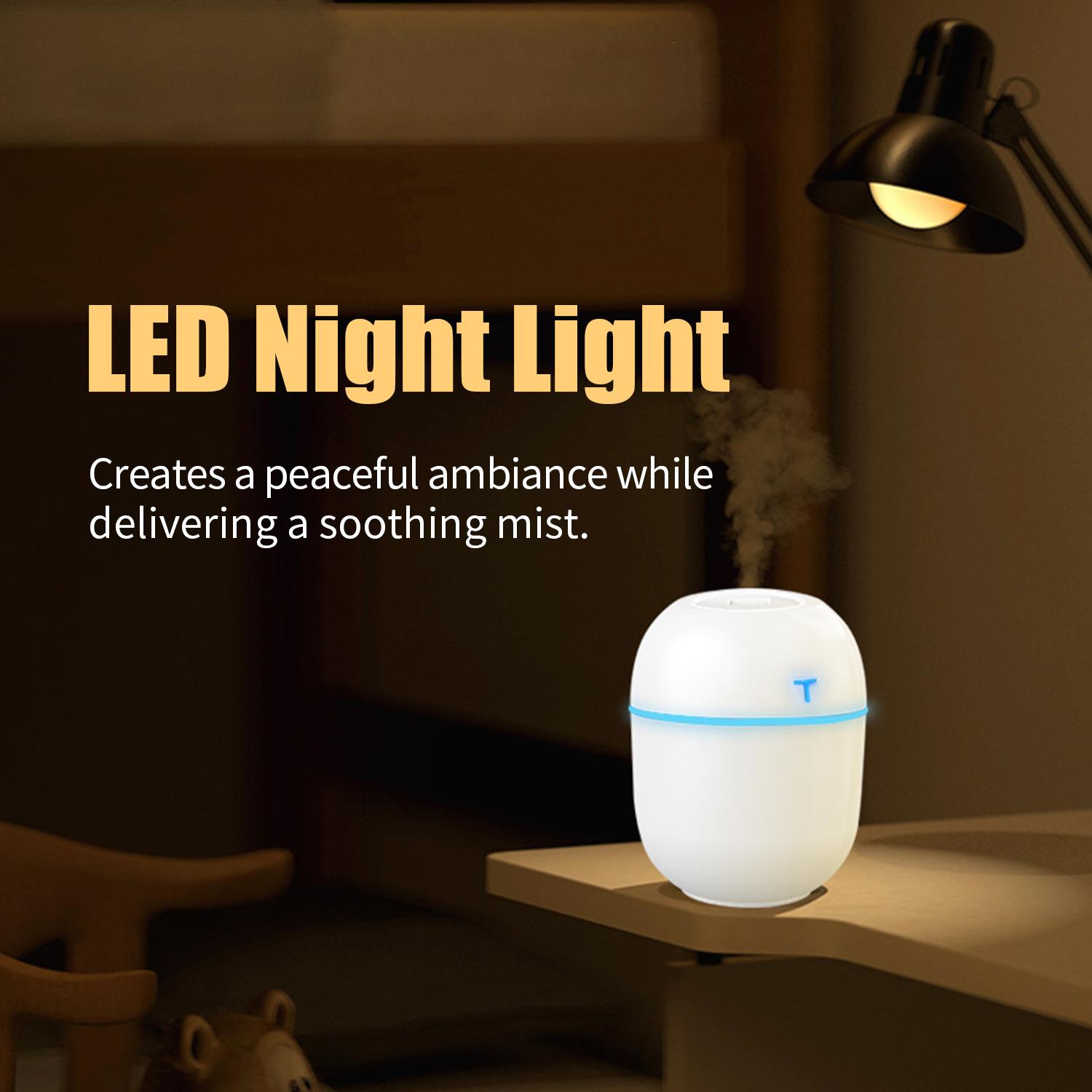 Máy khuếch tán tinh dầu tạo sương mù, tạo ẩm, có đèn led nhiều màu sắc, 220mL