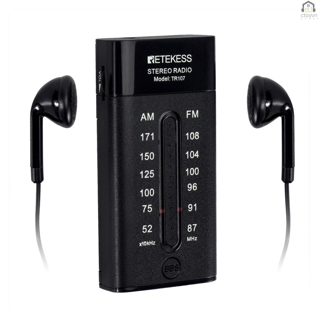Máy nghe đài FM AM Retekess TR107 kèm tai nghe tiện dụng