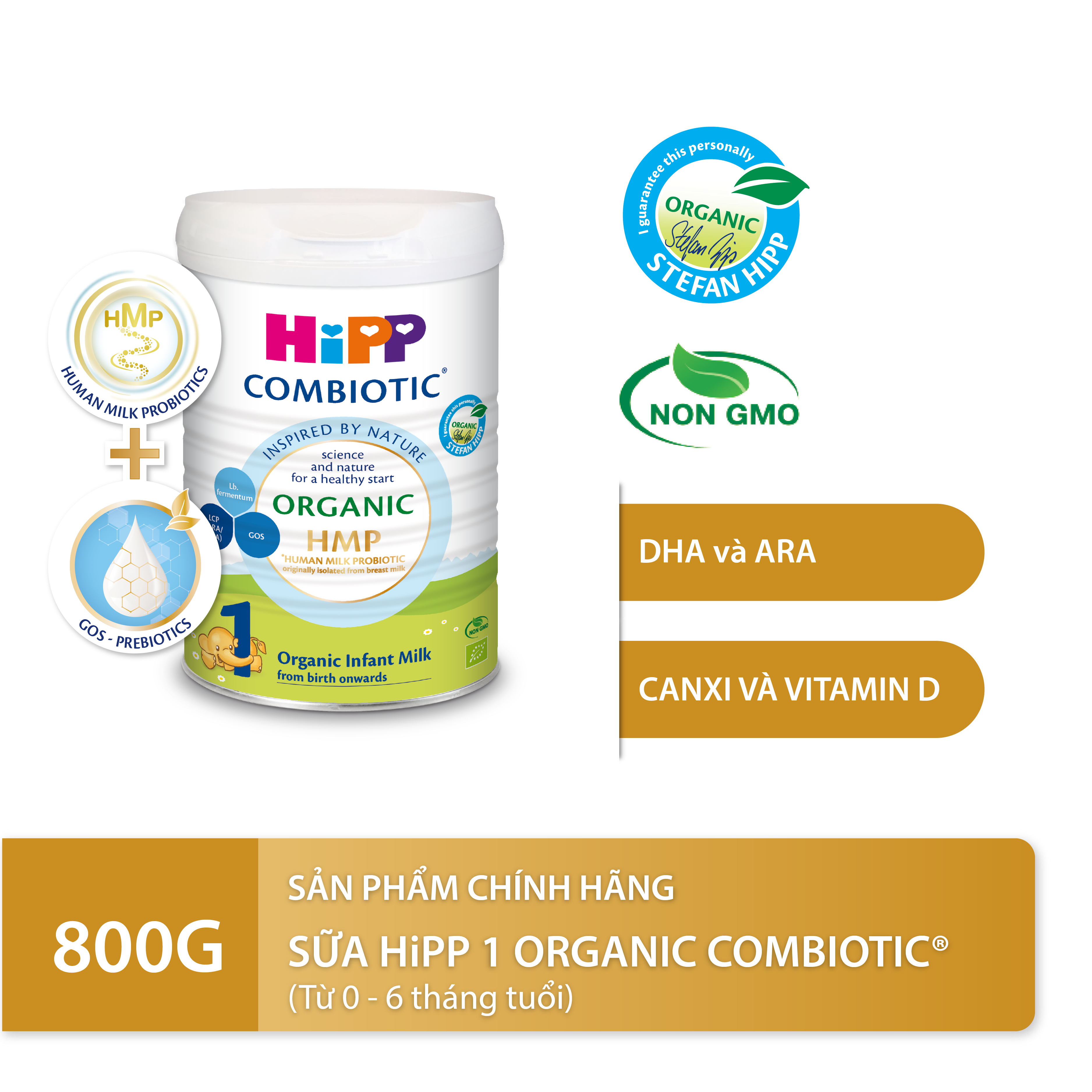 Combo 2 lon sữa bột dinh dưỡng công thức HiPP 1 Organic Combiotic chất lượng hữu cơ, hỗ trợ, tăng cường sức khoẻ hệ miễn dịch, bổ sung omega 3,6 (DHA&ARA) dành cho trẻ dưới 6 tháng tuổi (2lonx800g)