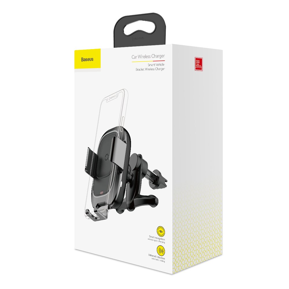 Đế giữ điện thoại kiêm sạc nhanh không dây Qi 3.0 10W Baseus Smart Vehicle Bracket - Hàng chính hãng (Đen)