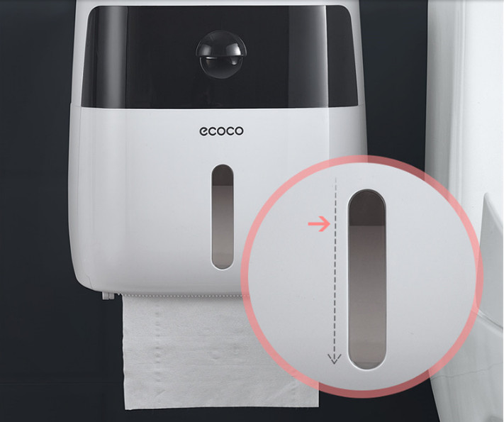 Hộp đựng giấy vệ sinh 2 tầng E1804 cao cấp treo tường Ecoco - trắng nắp xám