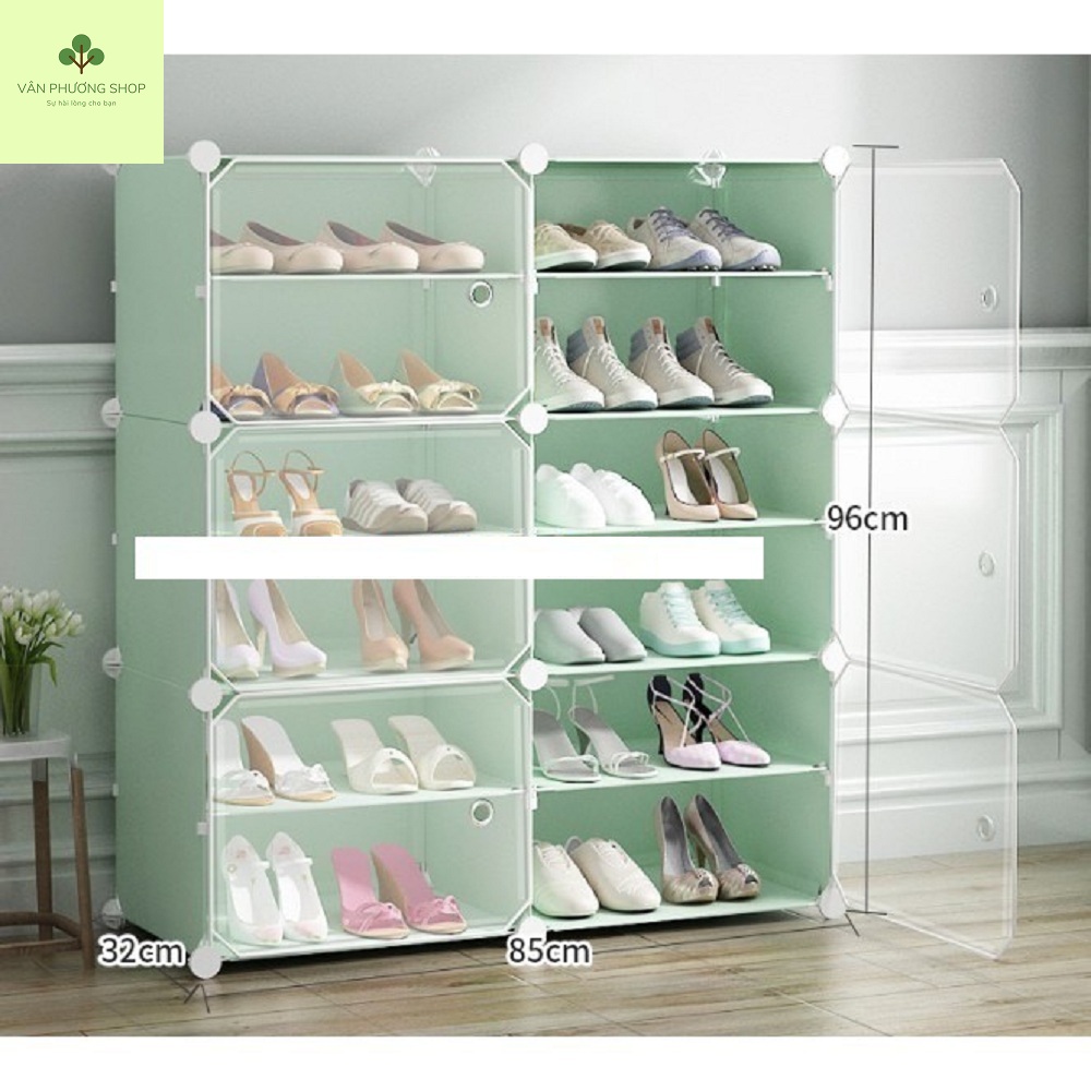 TỦ NHỰA ĐỂ GIÀY DÉP KIỂU MỚI 12 Ô CỬA TRẮNG TRONG SUỐT SIêu Bền