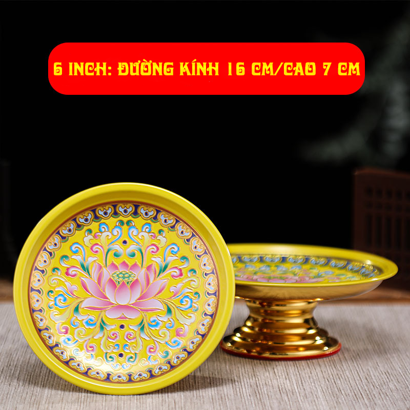 Mâm ngũ quả, đĩa thờ cúng, mâm bồng ,đĩa đựng trái cây hoa sen hợp kim cao cấp - Hoa văn sắc nét