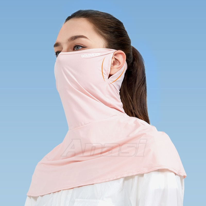 Khẩu trang vải chống nắng trùm kín vai cho nữ - Vải lụa băng cao cấp Anasi GJ634 - Chặn 95% tia UV có hại