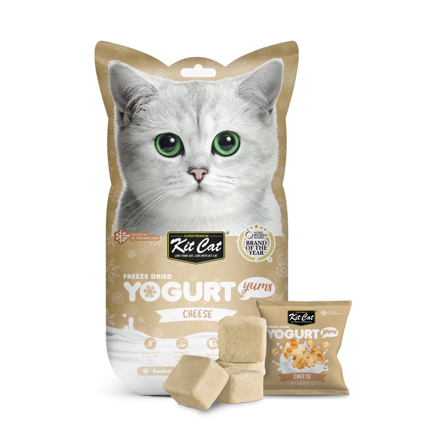 Sữa chua sấy thăng hoa Kit Cat cho mèo _ Freeze Dried Yogurt Yums Cat Treat [ Túi 10 viên ]
