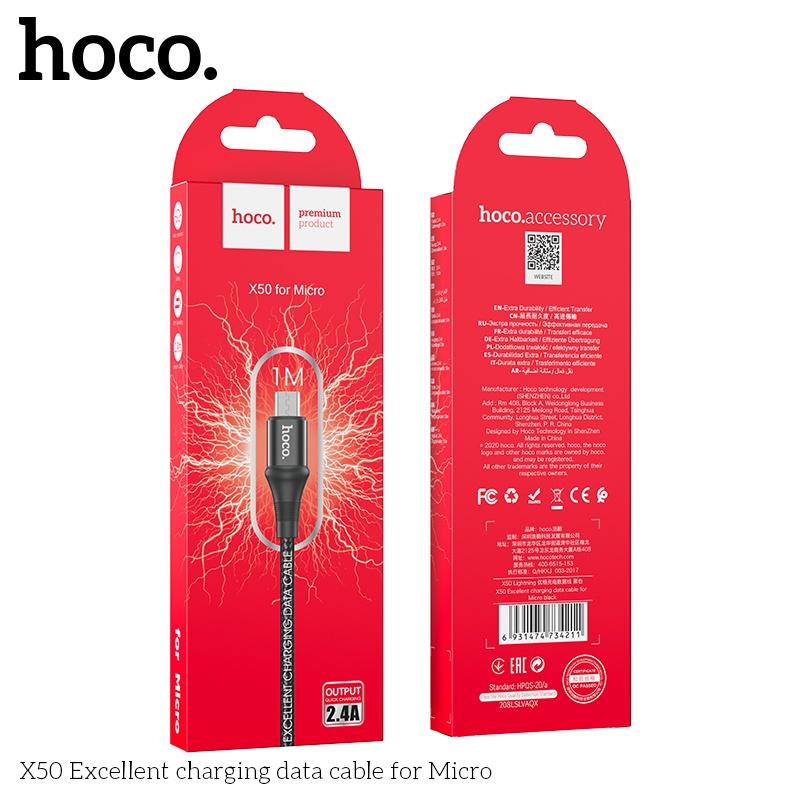 Cáp Sạc Cho Samsung, Xiaomi, Oppo, Android,... Hoco X50 Micro-USB, Cáp Dây Dù Siêu Bền - Hàng Chính Hãng