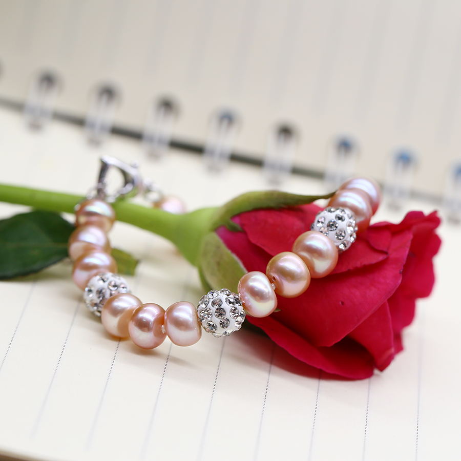 Lắc Tay Ngọc Trai Tự Nhiên, Vòng Tay Ngọc Trai Nước Ngọt 8 Ly Tự Nhiên - L8003 - Bảo Ngọc Jewelry