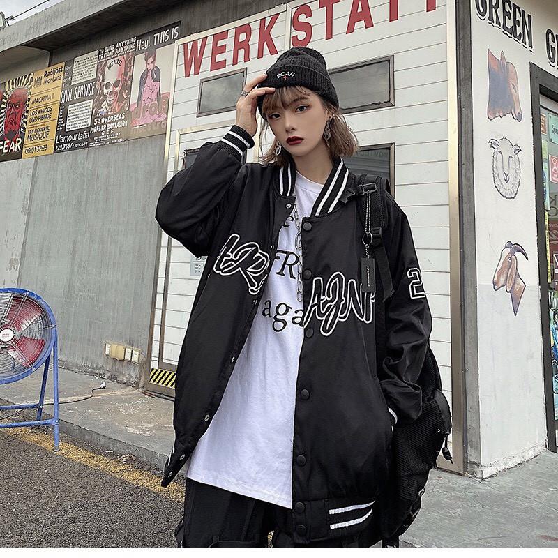 Áo khoác dù bomber unisex form rộng 28 nam nữ ulzzang Wind cúc bấm