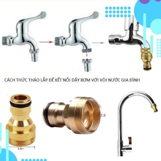 Bộ dây vòi xịt nước rửa xe, tưới cây . tăng áp 3 lần, loại 7m, 10m 206701-3 đầu đồng, cút đồng, + tặng mở chai