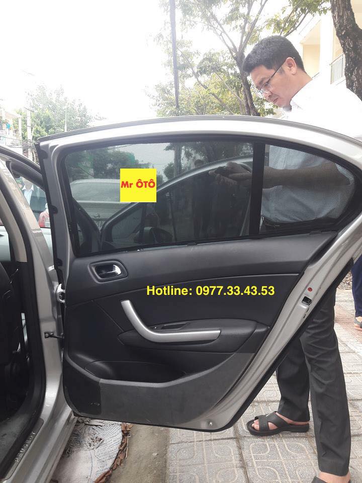 Rèm Che nắng xe Peugeot 408 loại 1 có hút nam châm, Vải dày dặn, chống nắng tuyệt đối