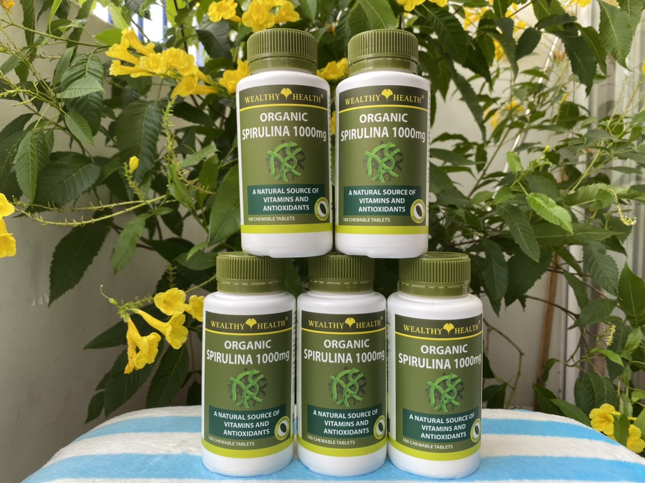 VIÊN UỐNG TẢO XOẮN SPIRULINA ORGANIC WEALTHY HEALTH HỘP 100V