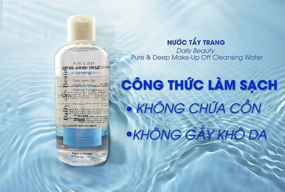 Nước tẩy trang Daily Beauty Pure &amp; Deep Make-up Off Cleansing Water Hàn Quốc