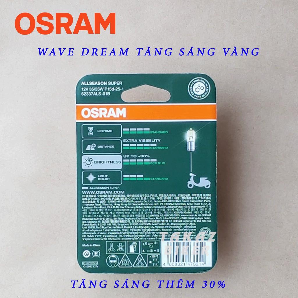 Bóng đèn HALOGEN OSRAM T19 - Tăng sáng vàng nắng nhạt 35W Dùng Cho Xe Dream, Wave, Wave 100, Future Tăng Sáng Phá Sương