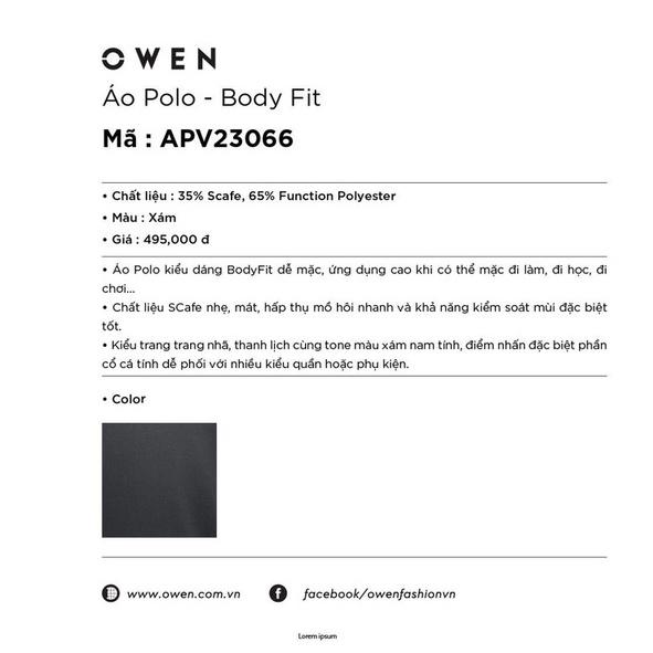 OWEN - Áo Polo nam Owen màu xám đậm 23066 - Áo thun có cổ nam