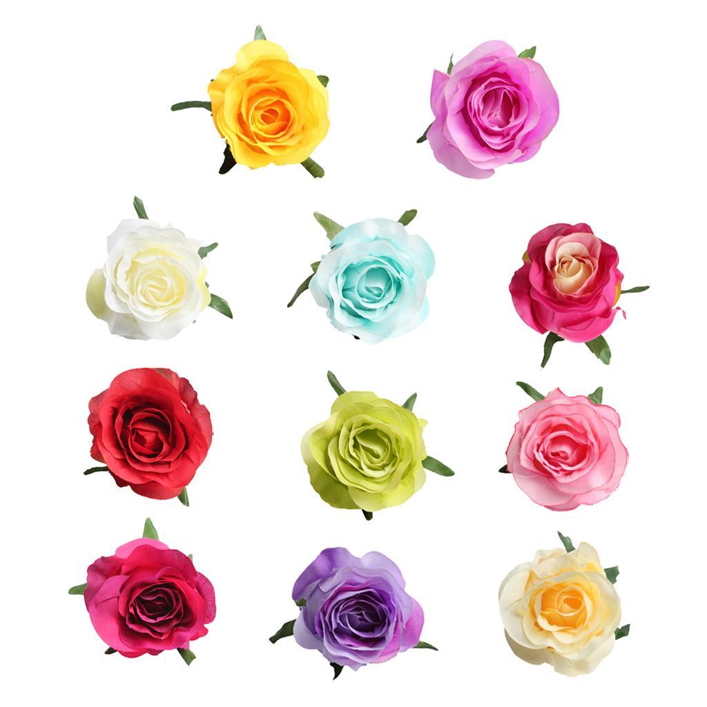 2X 10pcs Artificial Silk Rose Flower Head DIY Bouquet Wedding Decor Multi