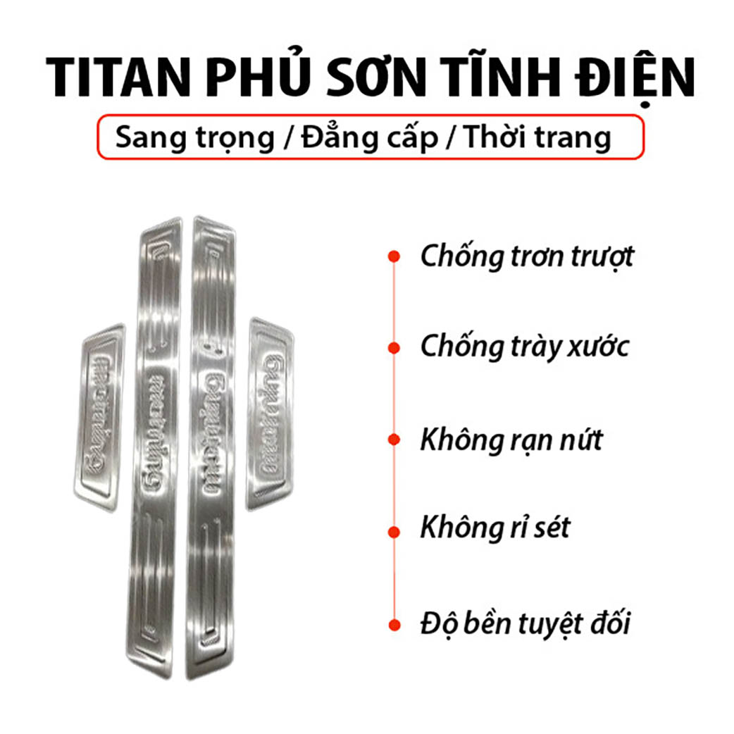 Ốp bậc cửa Titan dành cho xe ô tô KIA MORNING - Hàng Chính Hãng TDVN