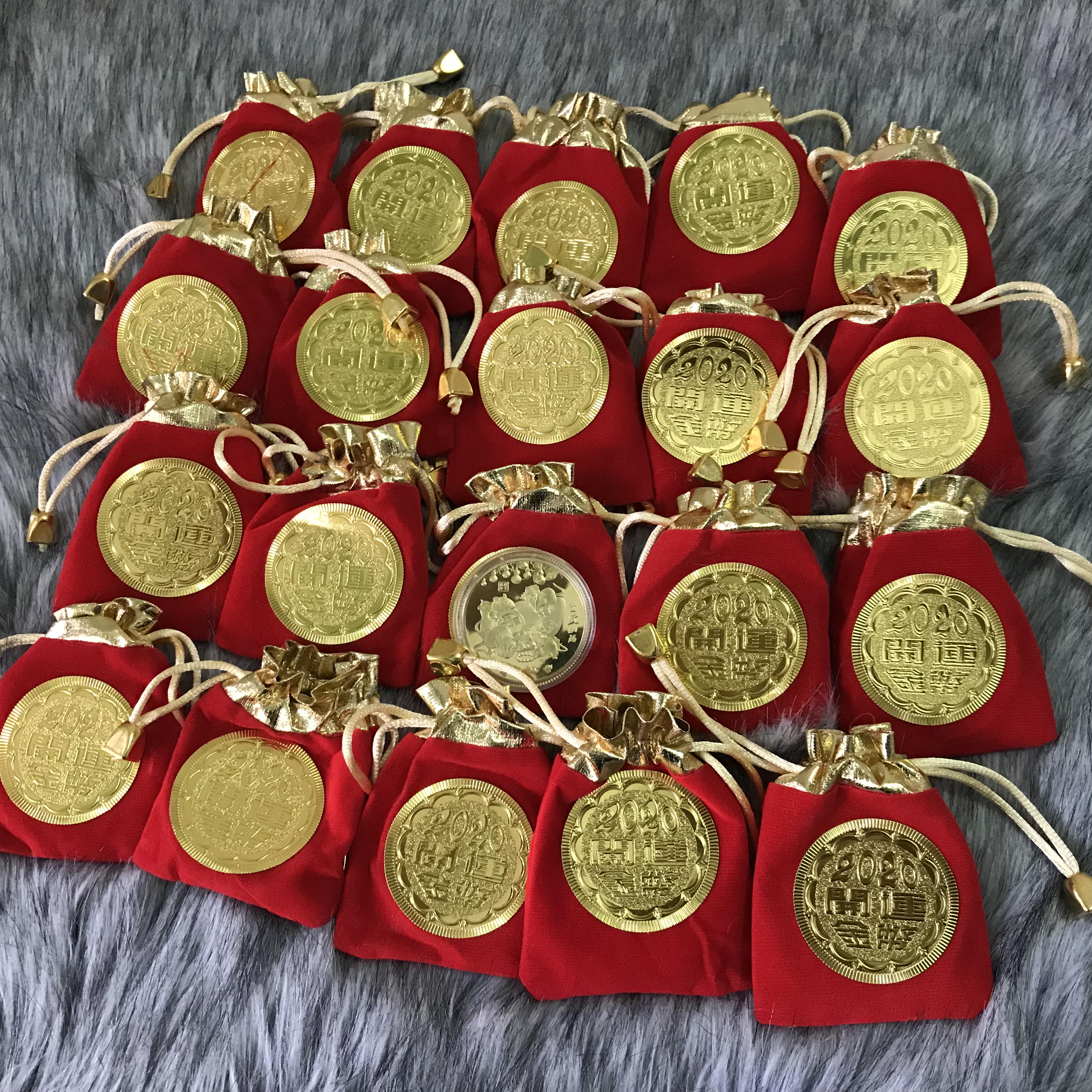 Combo 20 xu con chuột ngậm ngọc kim sa Hong kong biểu tượng sự giàu có tặng túi nhung đỏ sang trọng - TMT COLLECTION - MS339