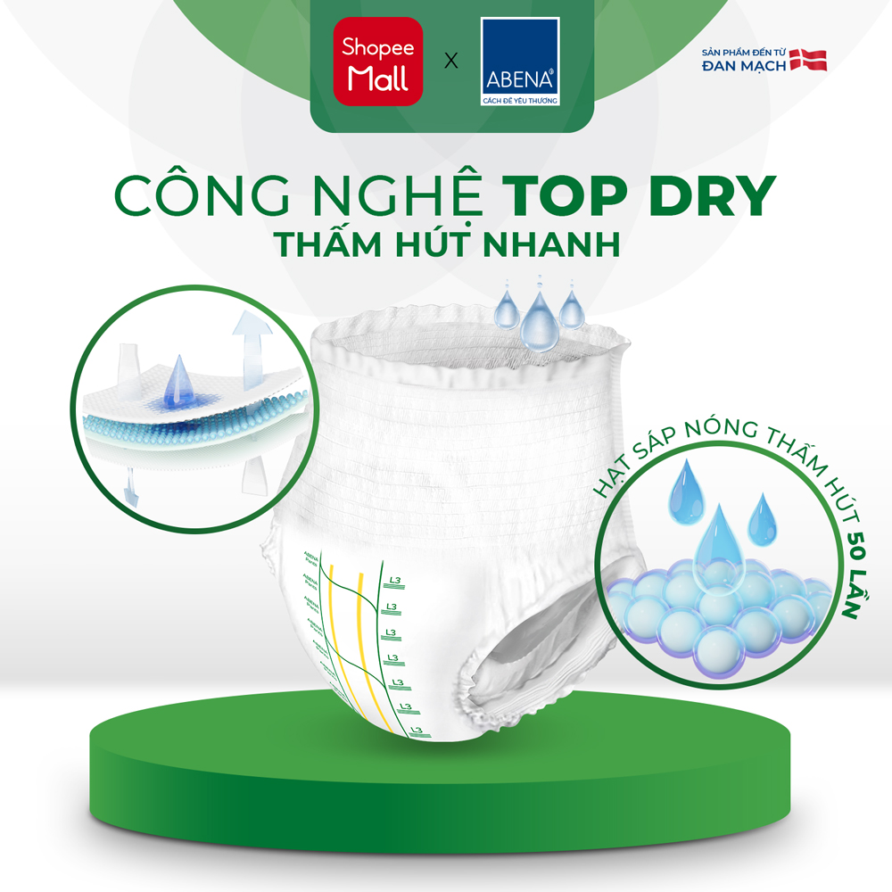 Tã quần người lớn Abena Pants Premium L3 thấm hút 2.400ml Gói 15 miếng - Nhâp khẩu Đan Mạch