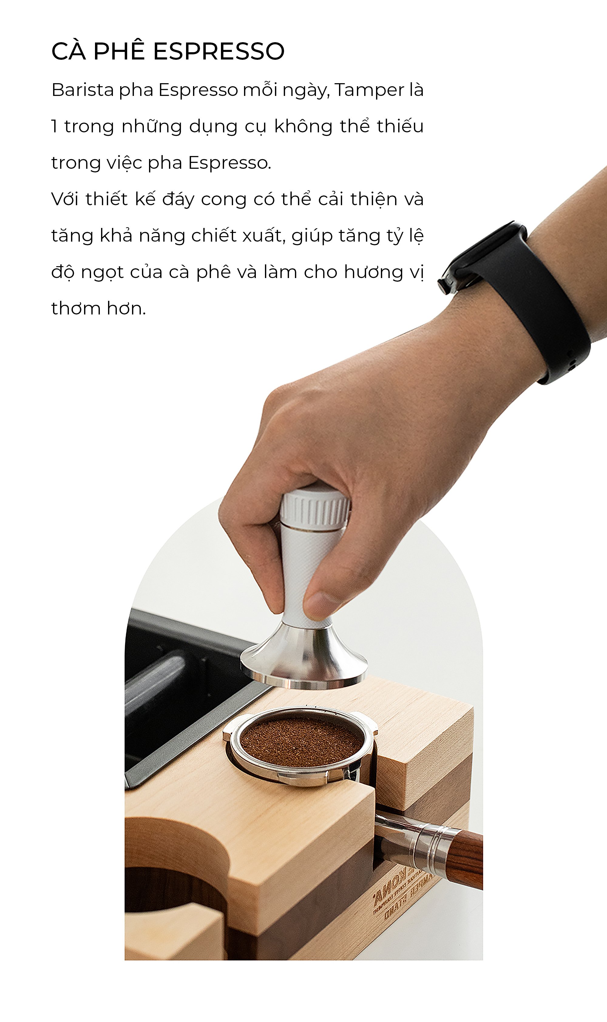 Tamper nén cà phê 2 trong 1 có kim khuấy đảo cà phê 58.3mm CAFE DE KONA