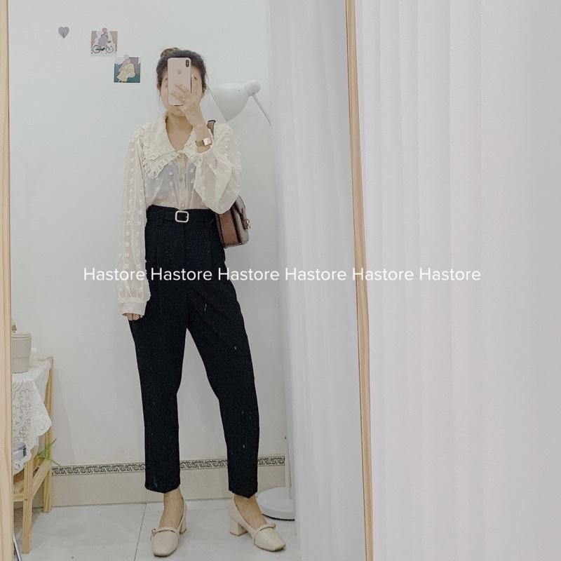 Sơ mi voan bông cổ sen