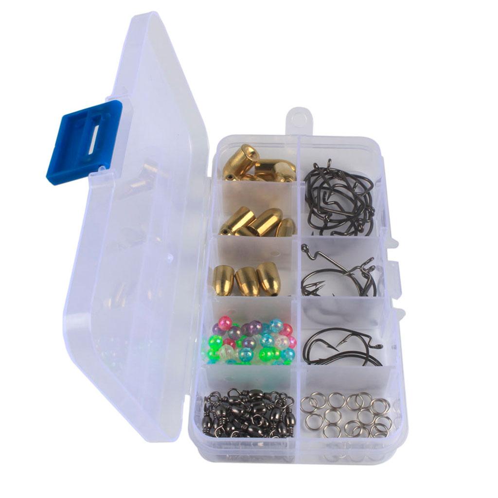 Fishing Sinkers Set with Brass Sinker Weights Jig Hooks Fishing Swivel Ring Connector Plastic Box for Freshwater Saltwater Bass Fishing