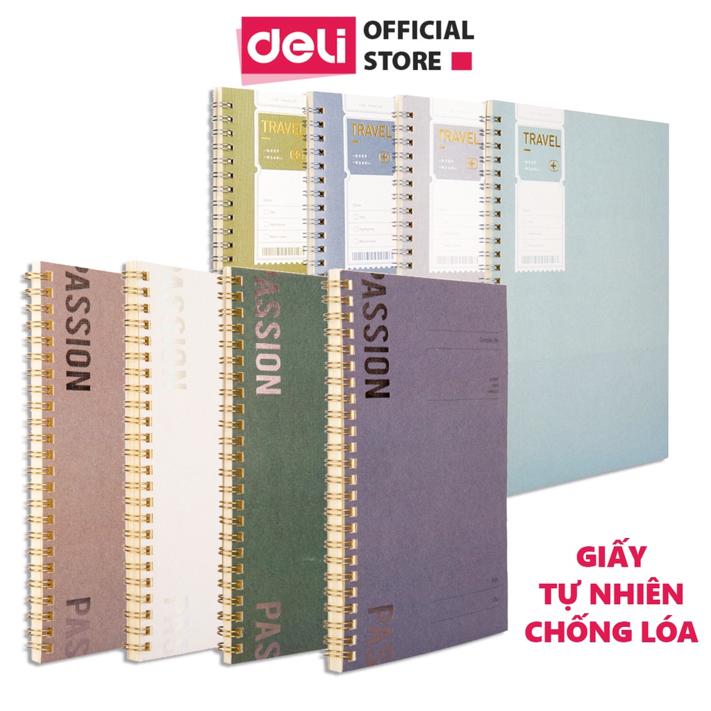 Sổ Tay Ghi Chép Lò Xo Kẻ Ngang B5 Gáy Xoắn 120 Trang Deli - Phù Hợp Làm Sổ Kế Hoach Planner, Viết Nhật Kí, Tập Vở Học Sinh Sổ Tay Văn Phòng - Màu Ngẫu Nhiên - ELB560 ELPB560