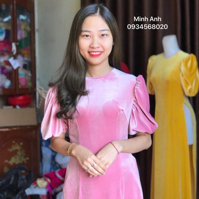 Áo dài nhung - Vai bồng,Ib chọn màu