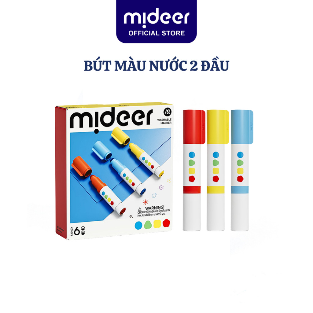 Bút màu nước 2 đầu, kèm dấu cho bé xóa được mideer  Round-Tip Stamper Washable Marker