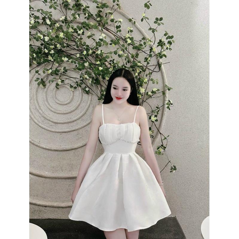 ĐẦM XOÈ 2 DÂY XẾP LY NGỰC ĐÍNH CƯỜM SIÊU XINH, TÔN DÁNG