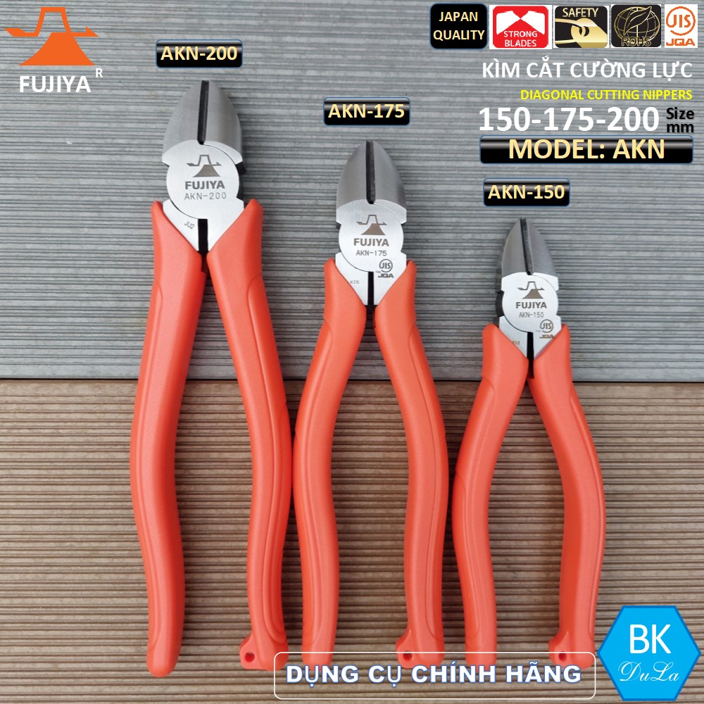 Kìm cắt dây cường lực 7 inch / 175mm Fujiya AKN-175 Công nghệ Nhật Bản- Kềm cắt dây thép dây đồng dây piano