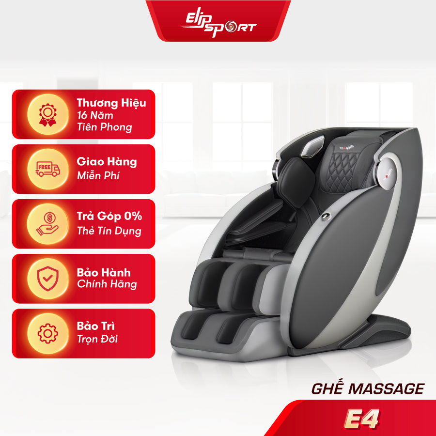 Ghế Massage ELIP E4 - Công nghệ massage 4D Plus, Điều khiển giọng nói, Ấn huyệt gót chân