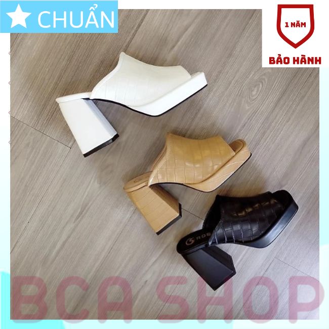 Dép sục nữ 8p RO451 ROSATA tại BCASHOP sục hở mũi, da tạo vân và đế vuông cách điệu - màu đen