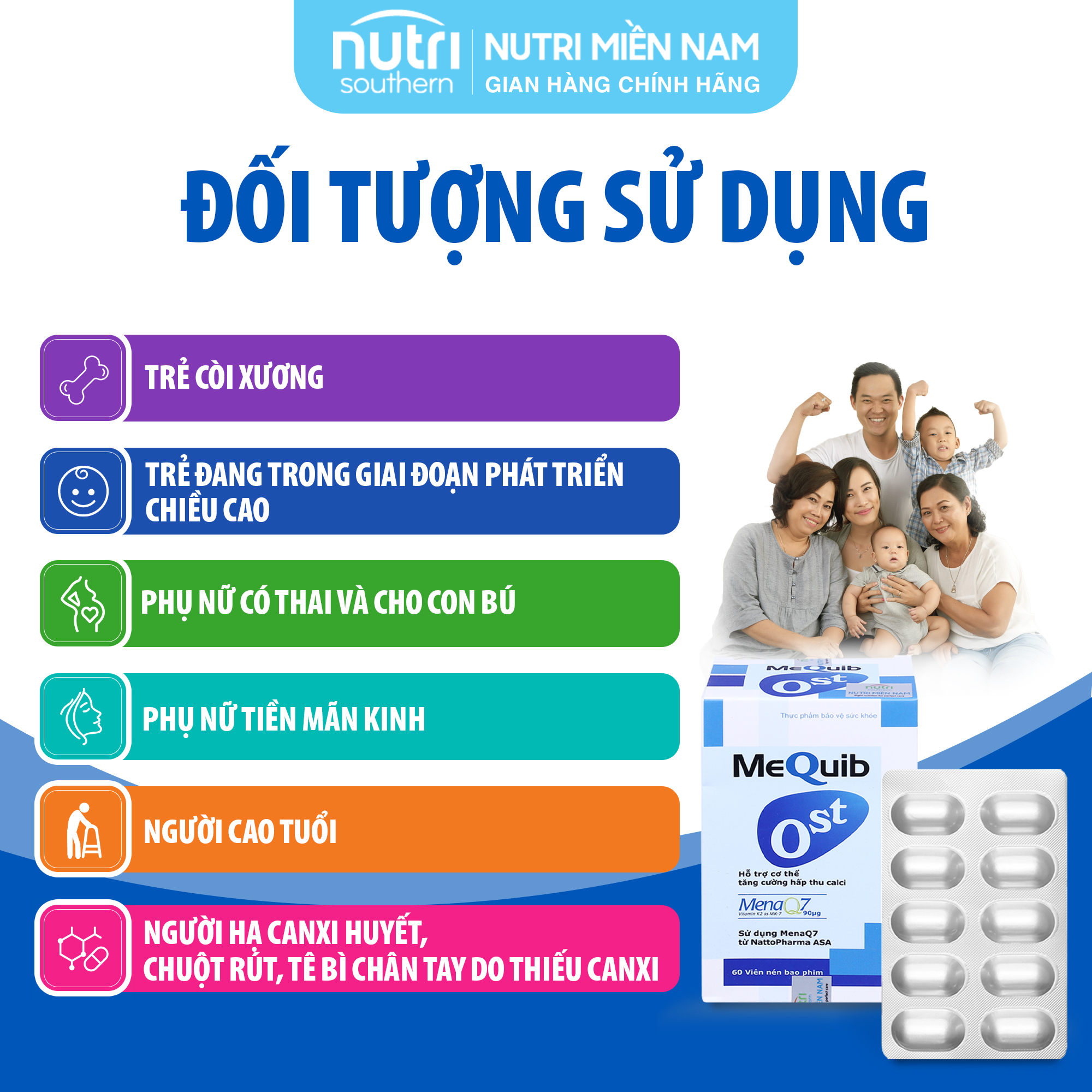Vitamin D3 K2 MK7 MenaQ7 Và Canxi MEQUIB OST - Hỗ Trợ Tăng Cường Hấp Thu Canxi, Tăng Trưởng Chiều Cao và Phòng chống loãng xương