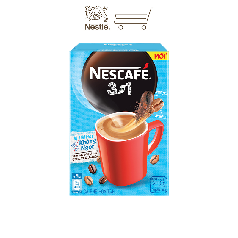 [Tặng 1 bình nước] Combo 2 hộp cà phê hòa tan Nescafé 3in1 vị hài hòa không ngọt - công thức cải tiến (Hộp 20 gói)