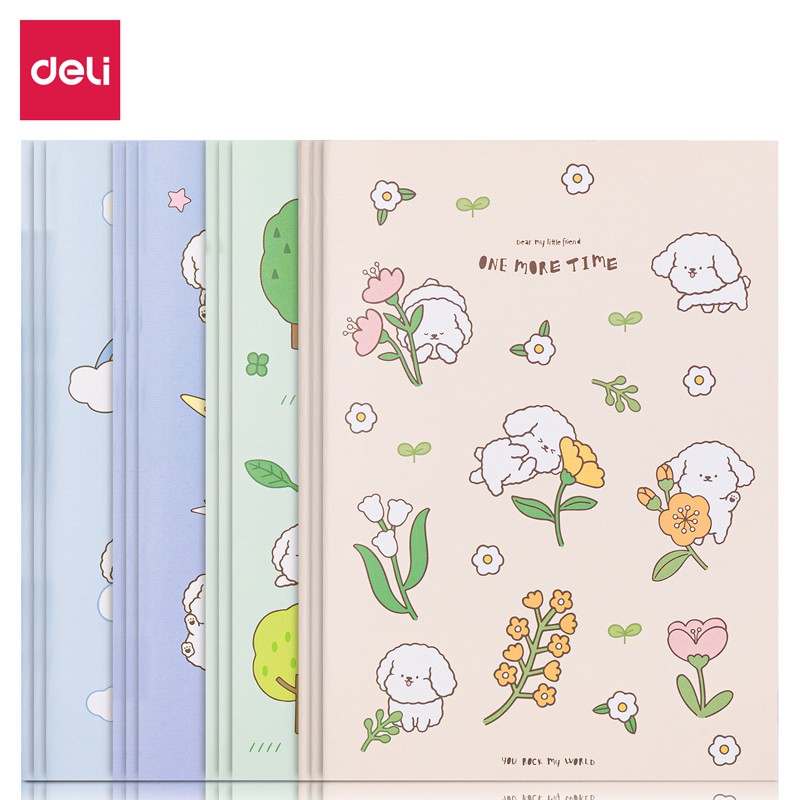 Sổ tay ghi chép cute khâu gáy 40 trang kẻ ngang hình cún A5 Deli - 70gsm - Phù hợp làm sổ kế hoach planner, viết nhật kí, sử dụng như tập vở học sinh - 1 quyển - FA560-N04