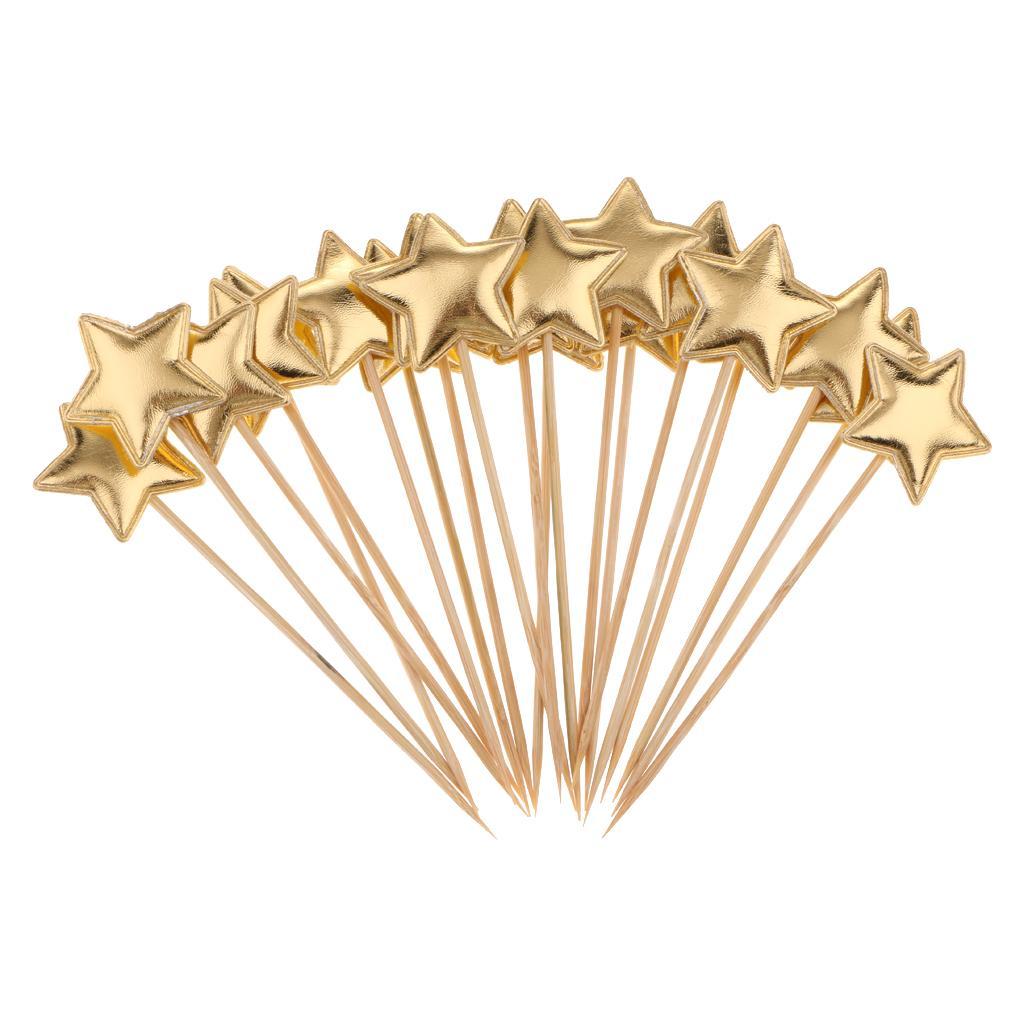 2x20 Pieces Star Cake Cupcake Topper for Birthday/Wedding Party Decor Gold