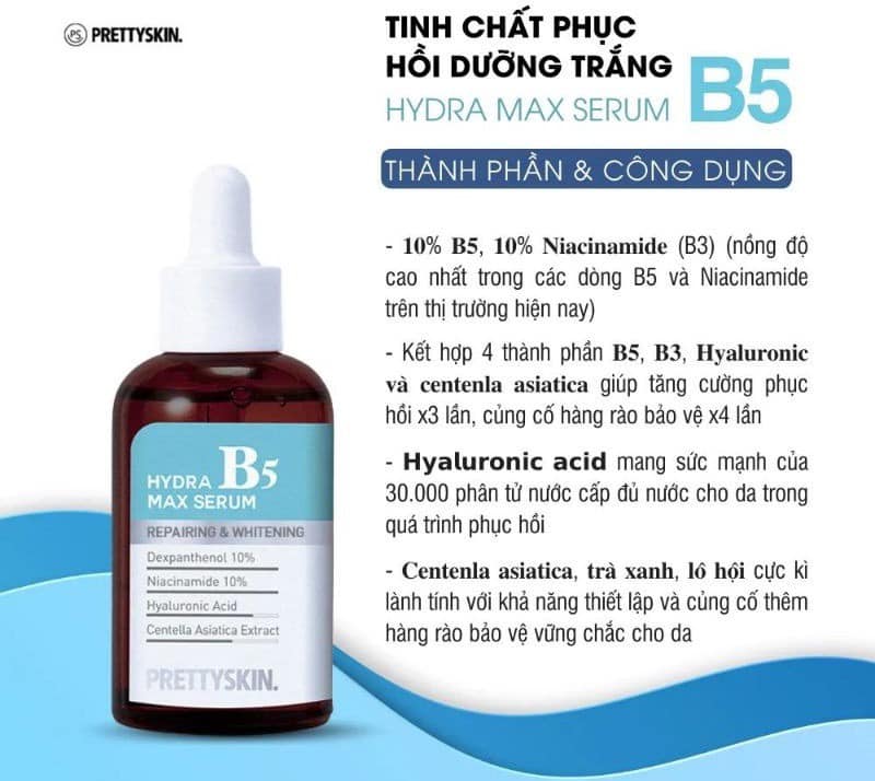 Serum B5 Pretty Skin Hydra Max Tinh Chất Phục Hồi Và Dưỡng Trắng Da 50ml