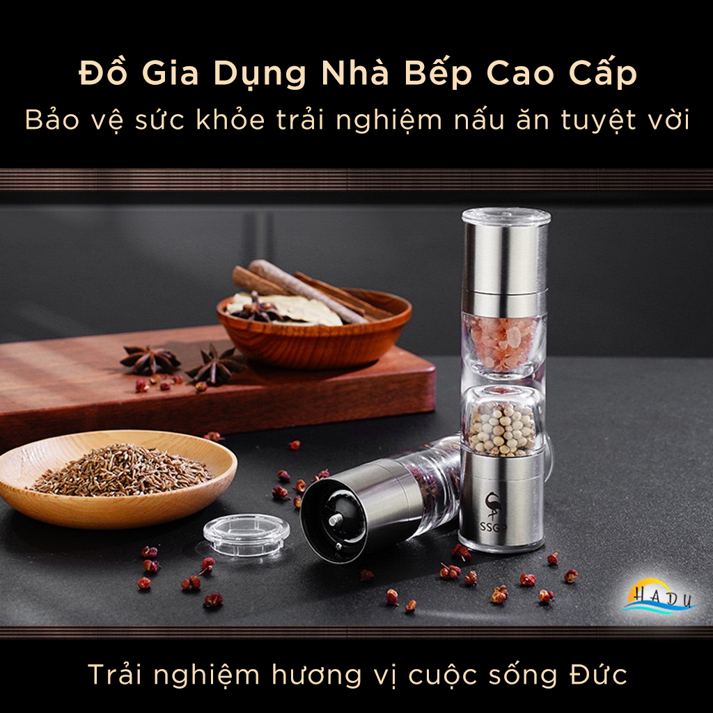 Xay Tiêu Cầm Tay Inox Kiểu Nhật Bản Sử Dụng 2 Đầu Thông Minh Cao Cấp Đạt Chất Lượng LFGB Đức SSGP