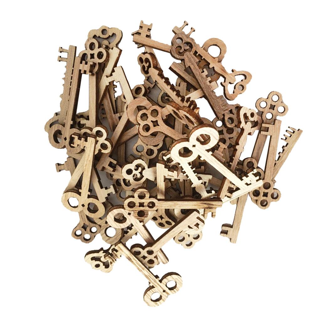 50 Cái Hỗn Hợp Chưa Hoàn Thành Phím Gỗ Hình Dạng Miếng Gỗ Cho Cardmaking Thêu Sò