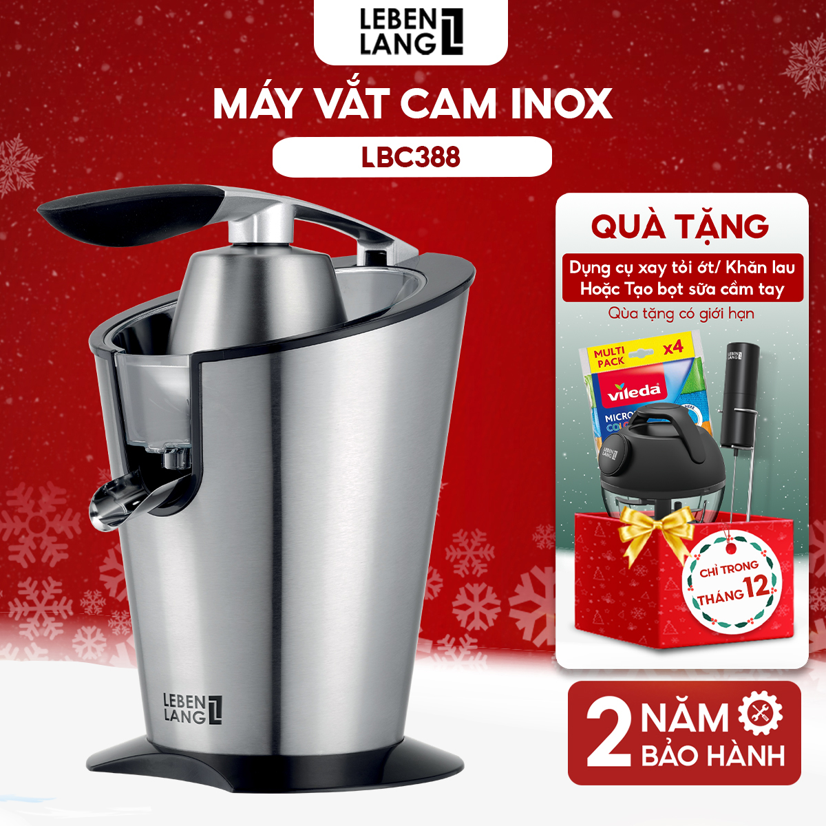 May Vat Cam Lebenlang Lbc388 Bằng Inox Cao Cấp, Dung Tích 400Ml, Công Suất 600W - Hàng Chính Hãng