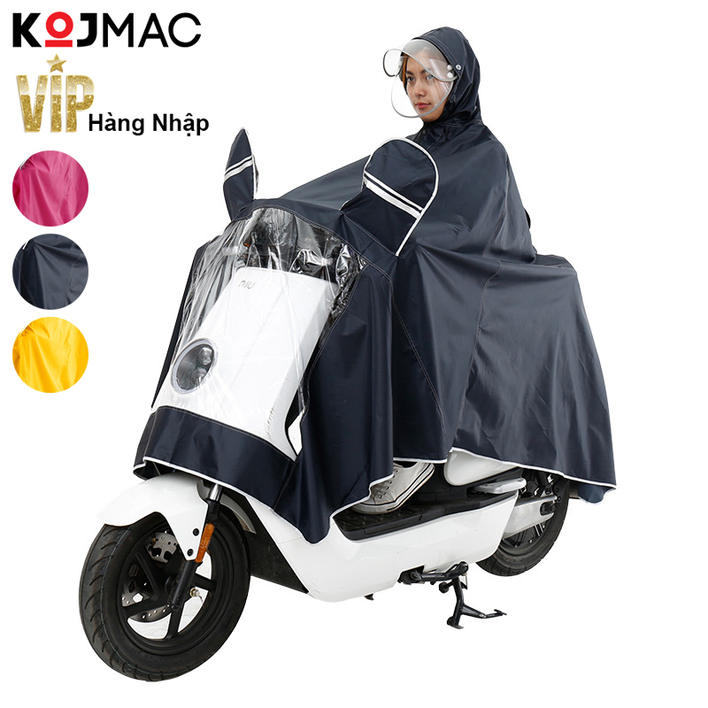 Áo Mưa Người Lớn 1 Đầu KOJMAC Vải Dù Cao Cấp Hàng Nhập Khẩu Không Xẻ Tà, Kín Người, Túi Trùm Gương, Chống Gió Giật,… – xanh đen