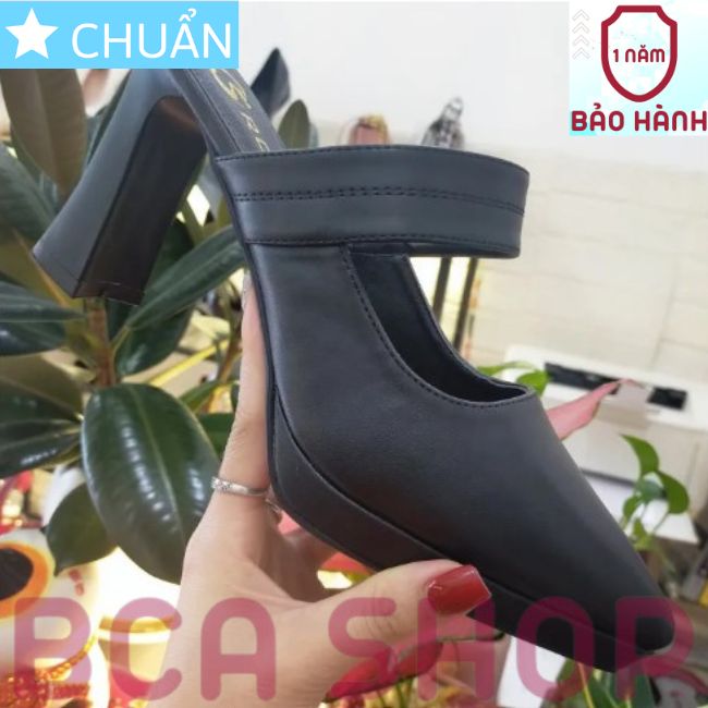 Giày cao gót nữ 8p RO466 ROSATA tại BCASHOP bít mũi, hở gót, gót trụ cùng màu thân - màu đen